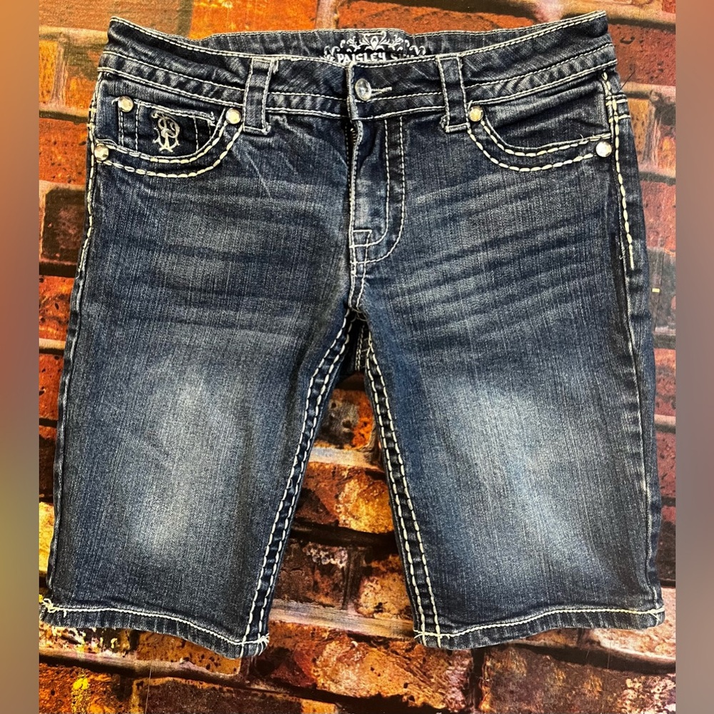 Paisley Sky Denim Shorts Size 4 Women Medium Wash